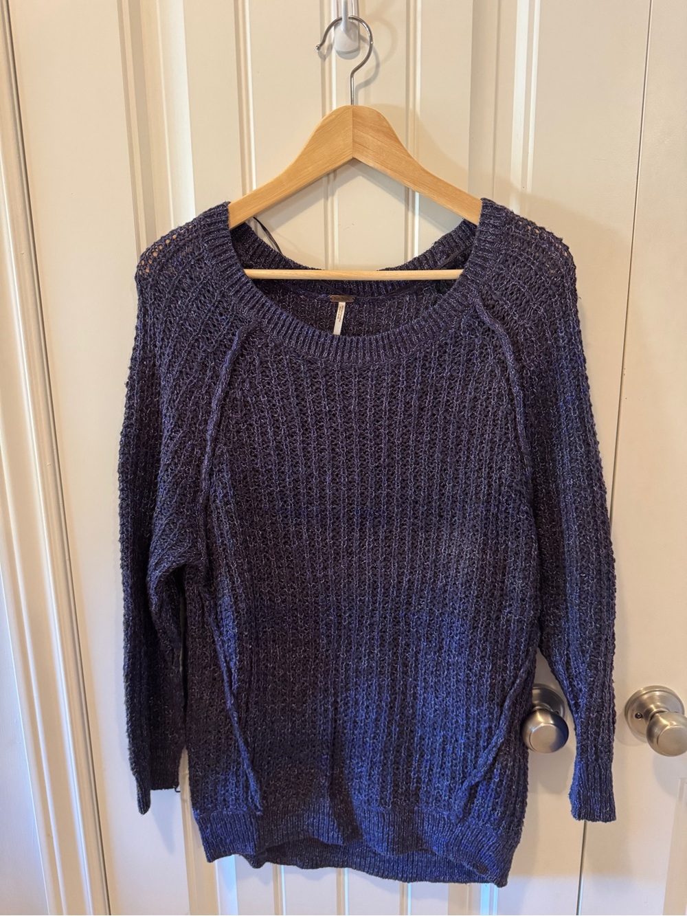Free People Purple Chunky Crewneck Sweater